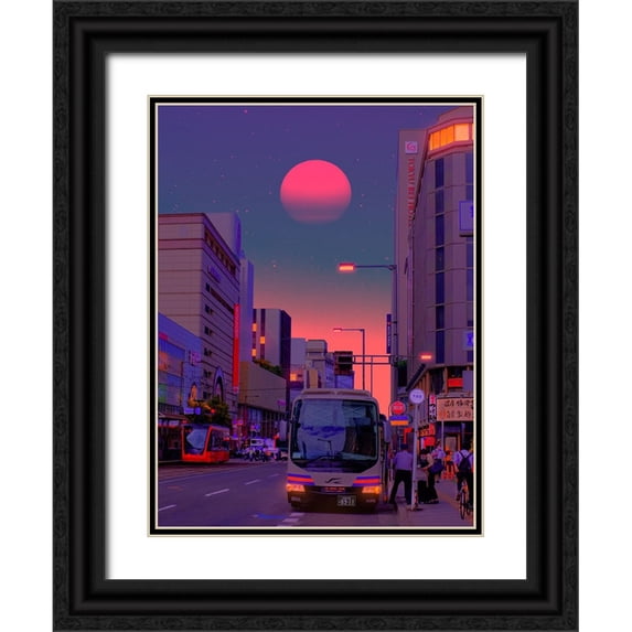 Orozco, Danner 12x14 Black Ornate Wood Framed with Double Matting Museum Art Print Titled - Neon Worlds 6