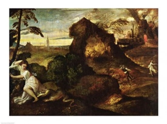 Orpheus and Eurydice Canvas Art - Titian (36 x 24)