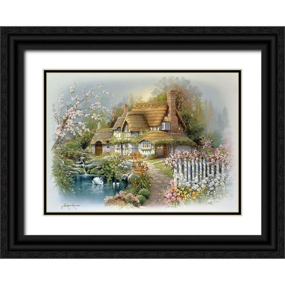Orpinas, Andres 18x14 Black Ornate Wood Framed with Double Matting Museum Art Print Titled - Cottage 2