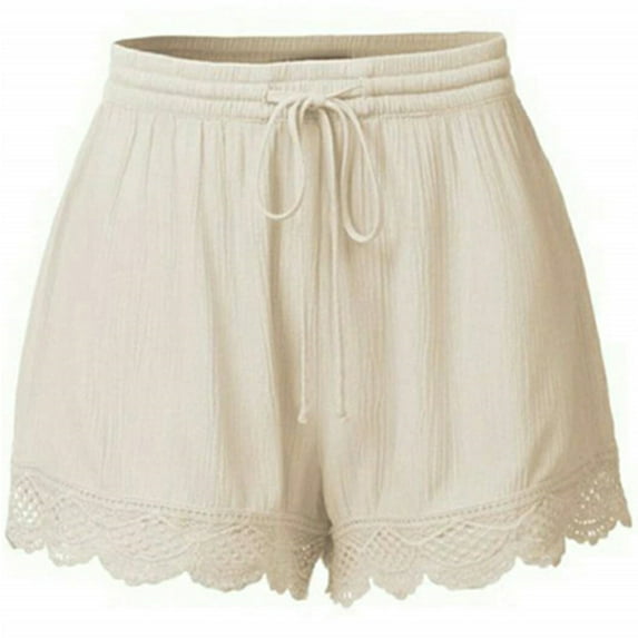 Orqqct Women Drawstring Lace Trim Summer Casual Yoga Lounge Shorts S-5XL