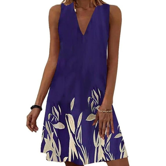Orqqct Women Floral Print Sleeveless V-Neck Summer Dress