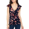 thumbnail image 1 of Orqqct Women Maternity Floral Print Fly Sleeve Criss Cross V-Neck Nursing Breastfeeding T-Shirt Blouse, 1 of 5