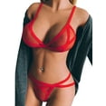 thumbnail image 1 of Orqqct Women Sexy Bikini 2 Piece Lingerie Set Mesh See Through Bra Set Lace Up Underwear, 1 of 4
