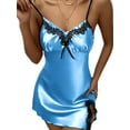 thumbnail image 1 of Orqqct Women Sexy Satin Silk Bowknot Side Slit Sleepwear Slip Lingerie Dress, 1 of 3