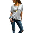 thumbnail image 1 of Orqqct Women Solid Color Short Sleeve Hollow Out Back Casual Loose T-Shirt, 1 of 4