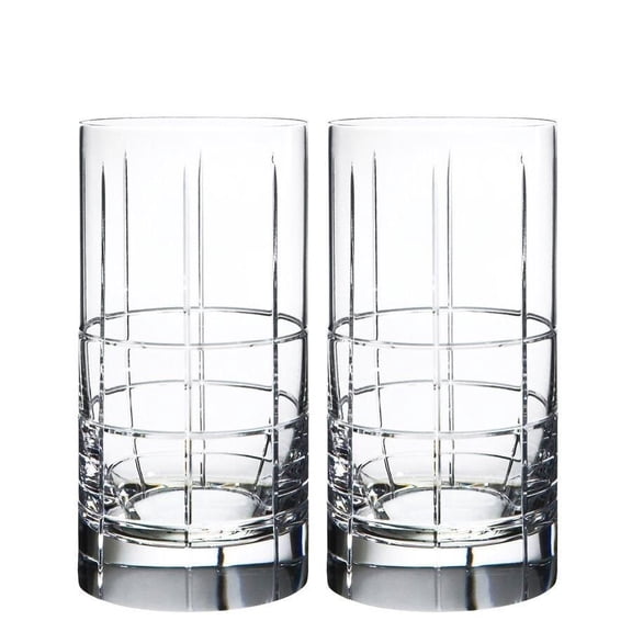 Orrefors Crystal Street Tumbler Highballs, Tall Glass Beverage, Set of 2