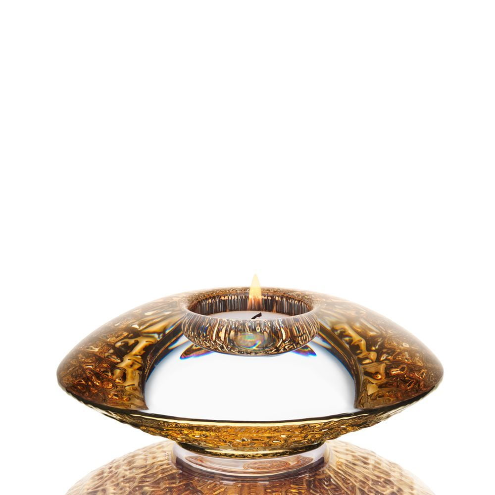 Autumn Glow 5.5" Hand-Crafted Glass Discus Votive - Gold