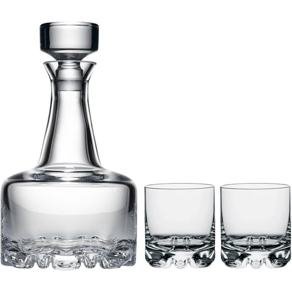 Orrefors Erik 3 Piece Set, Decanter and 2 Double Old Fashioned Glasses , One size -