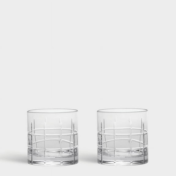 Orrefors Crystal Street Double Old Fashioned Glass Pair - Set of 2