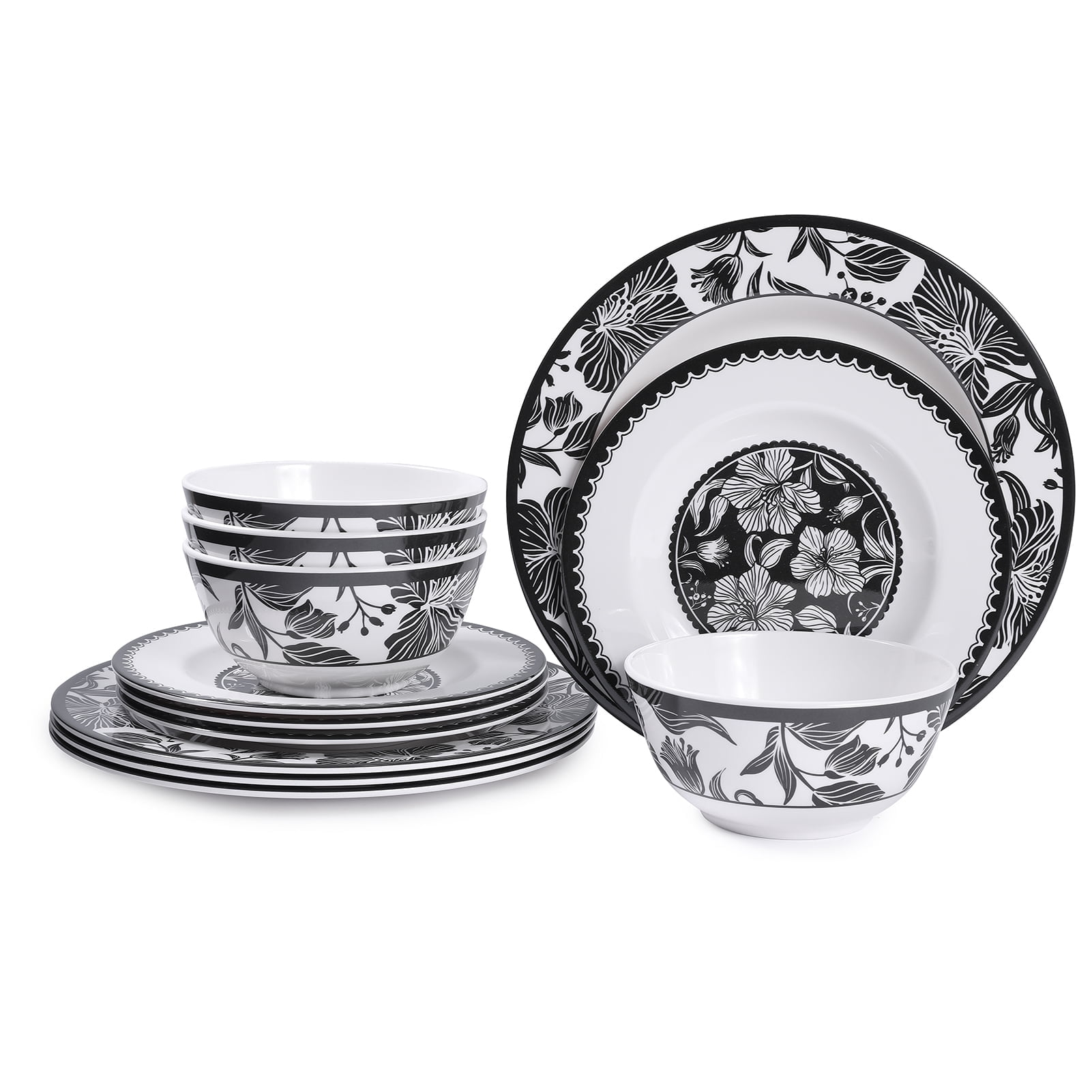 4 Piece Set Satin‎ Style Black White Floral Selection Twillies Twilly - TikTok Shop main image 2