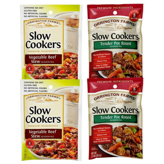 Orrington Farms Variety Seasoning 2.5 Oz 4 pack (Vegetable Beef Stew, Tender Pot Roast)