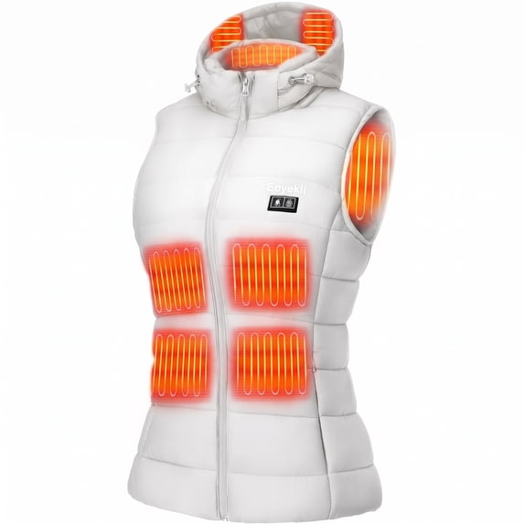 Eoyekli Heated Vest for Women Detachable Heated Hood White L