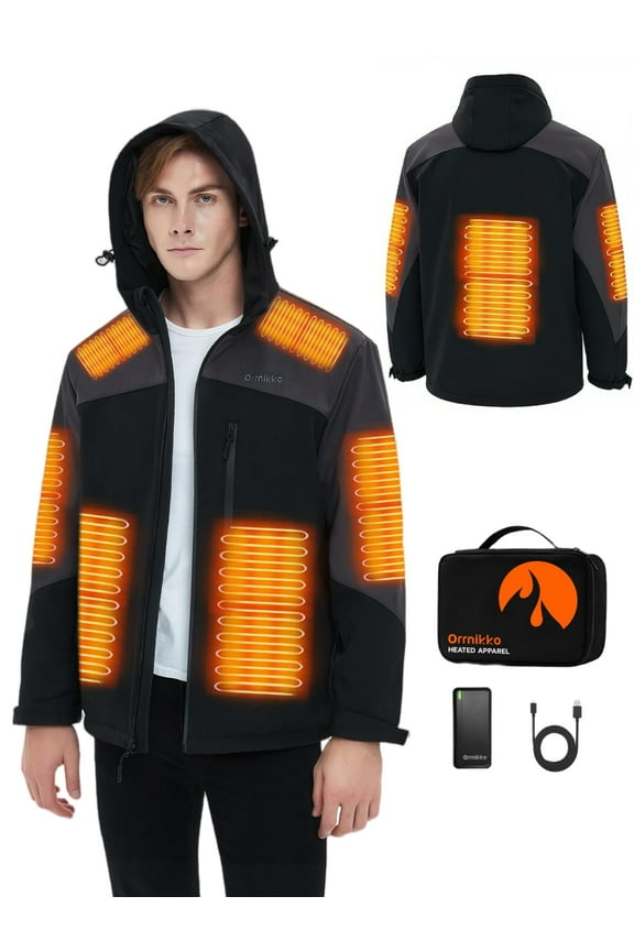 Men's Heated Jacket with 20000mAh Battery Outdoor Heating Coat XL