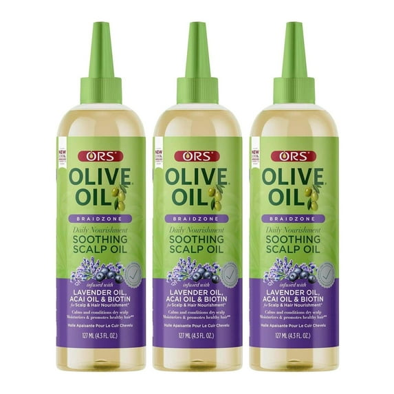 Ors Olive Oil Braidzone Daily Nourishment Soothing Scalp Oil 4.3oz (Pack of 3)