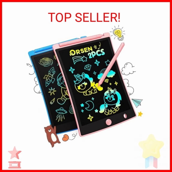 Orsen 2 Pack Lcd Writing Tablet For Kids, Colorful Doodle Board Drawing Pad For