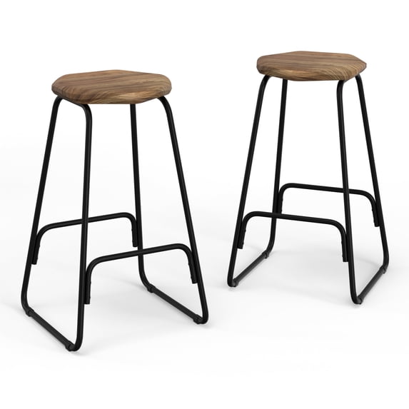 Simpli Home Orson Saddle Counter Height Stool (Set of 2) in Natural