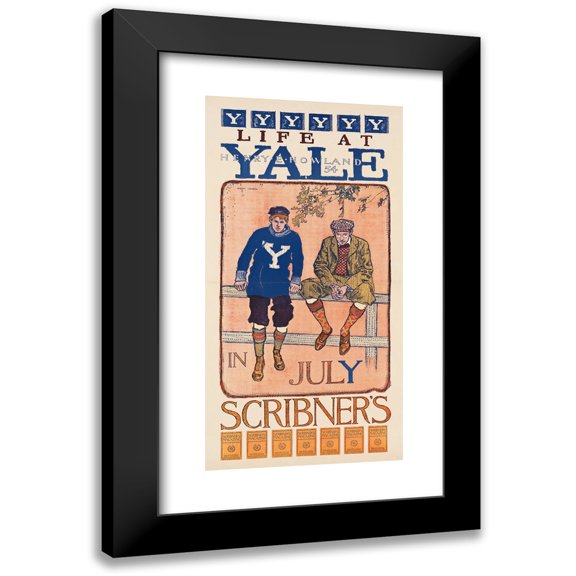 Orson Lowell 9x14 Black Modern Framed Museum Art Print Titled - Life at Yale in July Scribner's (ca. 1890-1920)