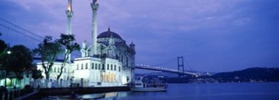 Ortakoy Mosque Istanbul Turkey Canvas Art - Panoramic Images (36 x 13)