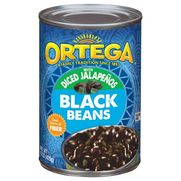 Ortega Black Beans with Diced Jalapenos 15 oz