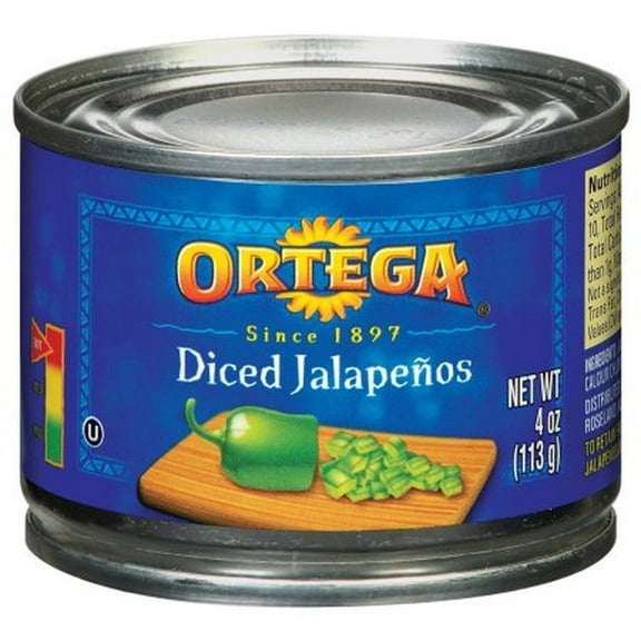 Ortega Diced Jalapenos 4 oz (Pack of 3)