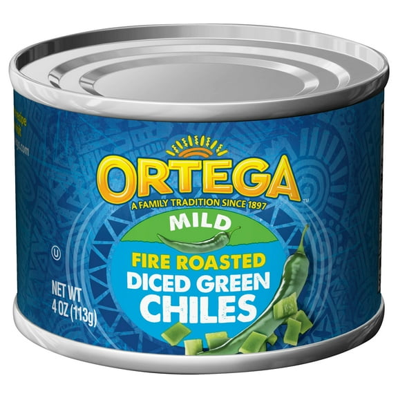 Ortega Fire Roasted Mild Diced Green Chiles, Kosher, 4 oz (Canned)