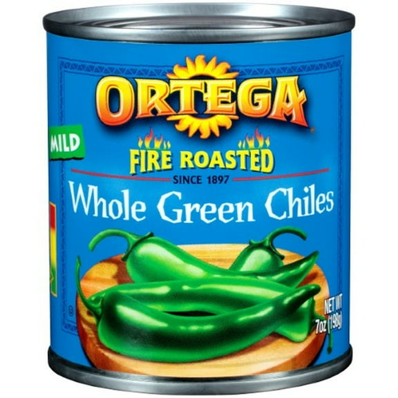 Ortega Fire Roasted Whole Green Mild Chiles 7 oz (Pack of 48)