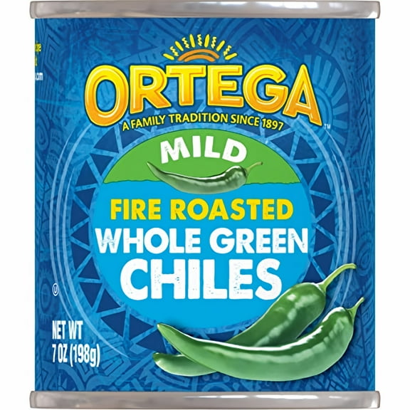 Ortega Fire Roasted Whole Green Mild Chiles 7 oz (Pack of 8)