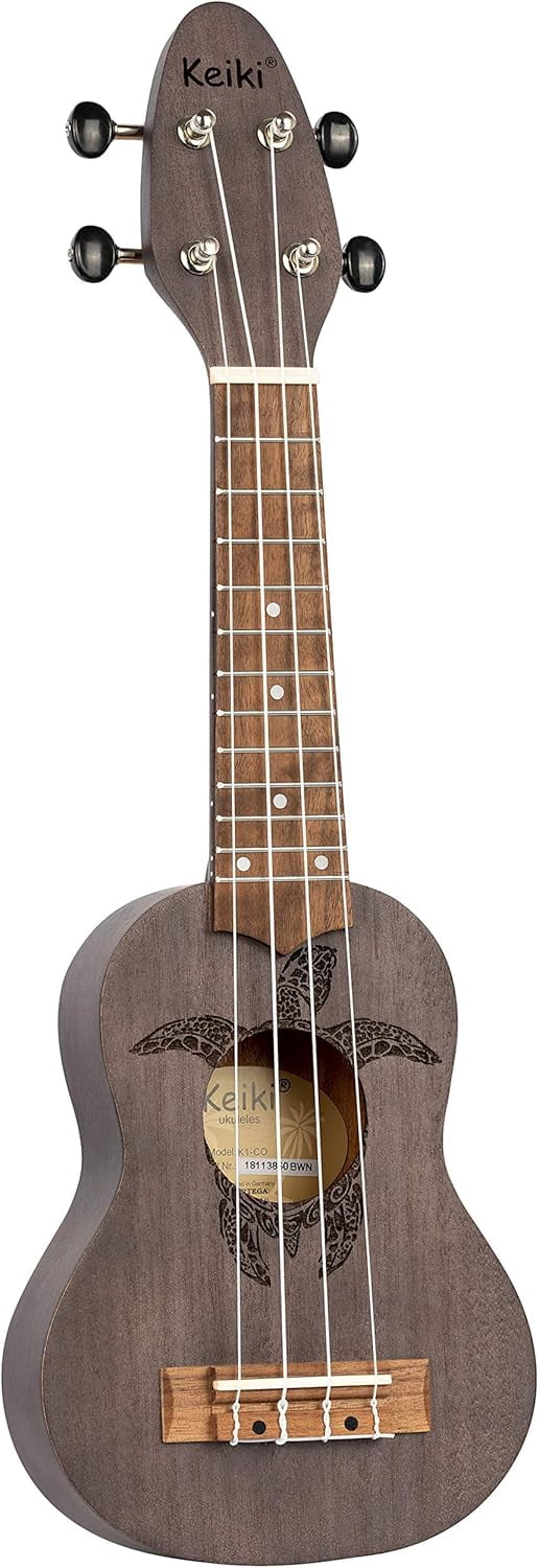 KEIKI Ukelele 4 String Lefty - Sopranino Tortiose/Turtle Lasering/KEIKI Headstok/A D F# B/Mahonie Natural (K1-MM-L