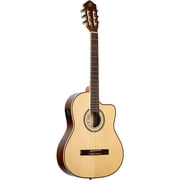 Ortega Guitars 6 String Family Series Pro Solid Top Thinline Acoustic-Electric Nylon Classical Guitar w/Bag, Right, Full RCE145NT