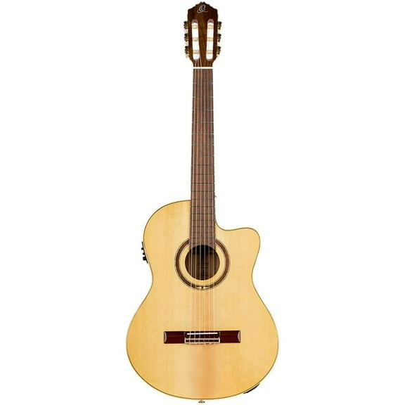 Ortega Guitars 6 String Performer Series Solid Top Slim Neck Acoustic-Electric Nylon Classical Guitar w/Bag, Right (RCE138SN)