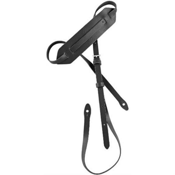 Ortega Guitars OSM-BK Leather Mandolin Strap w/ Soft Shoulder Pad, Black