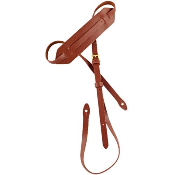 Ortega Guitars OSM-BR Leather Mandolin Strap w/ Soft Shoulder Pad, Brown