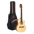 thumbnail image 1 of Ortega Guitars RCE138-T4BK Feel Series Slim Neck Acoustic Electric Thinline Nylon 6-String Guitar w/ Free Bag, Solid Canadian Spruce Top and African Mahogany Body, Black Gloss Finish, 1 of 5