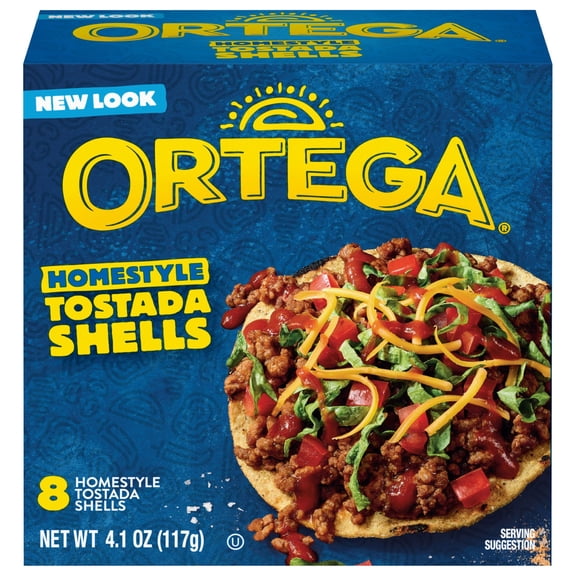 Ortega Homestyle Corn Tostada Shells, White Corn Masa, 8 Count Box