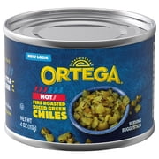 Ortega Hot Fire Roasted Diced Green Chiles, Kosher, 4 oz (Canned)