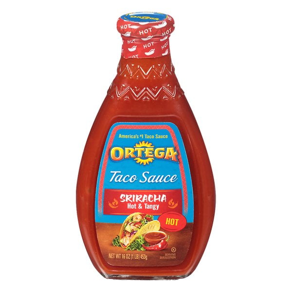Ortega Hot Sriracha Hot & Tangy Taco Sauce 16 oz. Glass Bottle