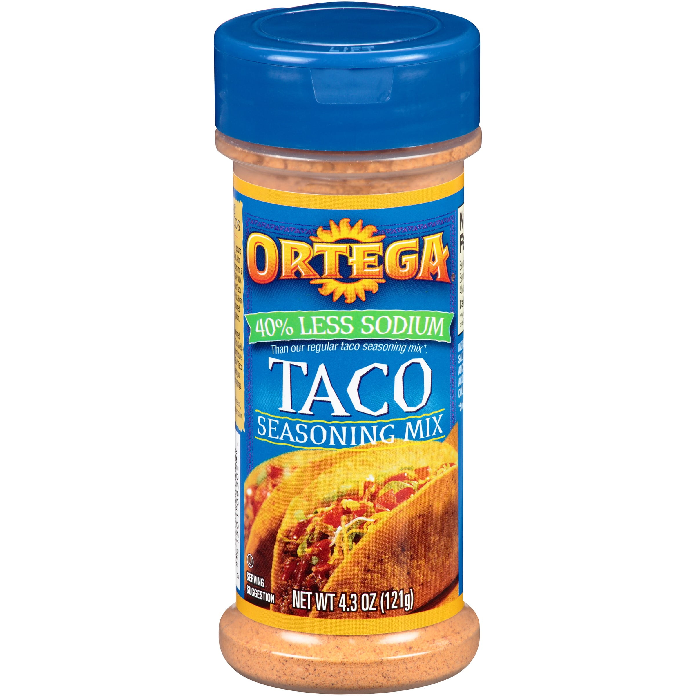 Ortega % Less Sodium Taco Seasoning, 4.3 Oz 