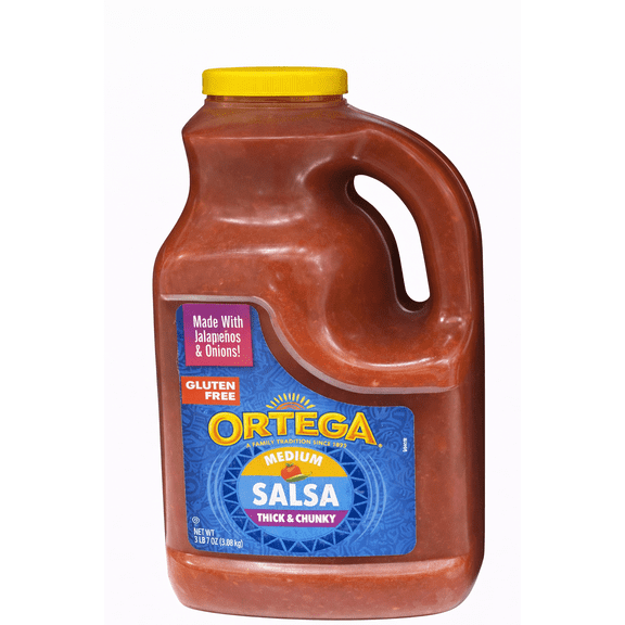 Ortega Medium Salsa, Thick & Chunky, 128 fl oz (1 Gallon) Foodservice Jug