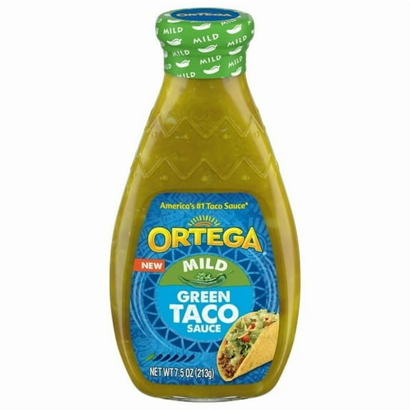 (2pack) Ortega Mild Green Taco Sauce, Mild Green Sauce for Tacos, Nachos & Fajitas, 7.5 oz Bottle