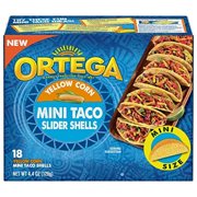 Ortega Mini Taco Slider Shells, Yellow Corn, 18 Count (Pack of 6)