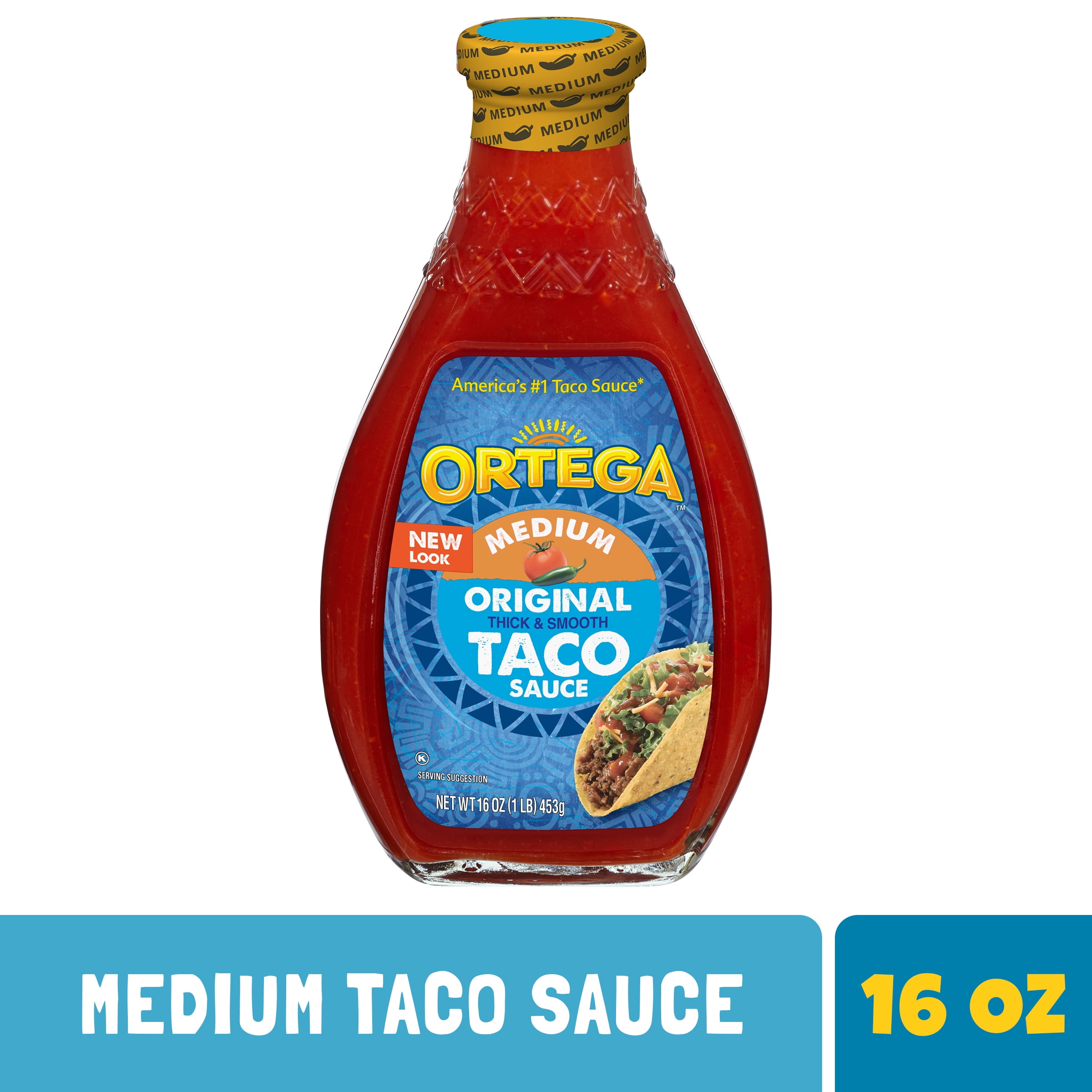 Ortega Original Thick and Smooth Medium Taco Sauce, Kosher, 16 oz
