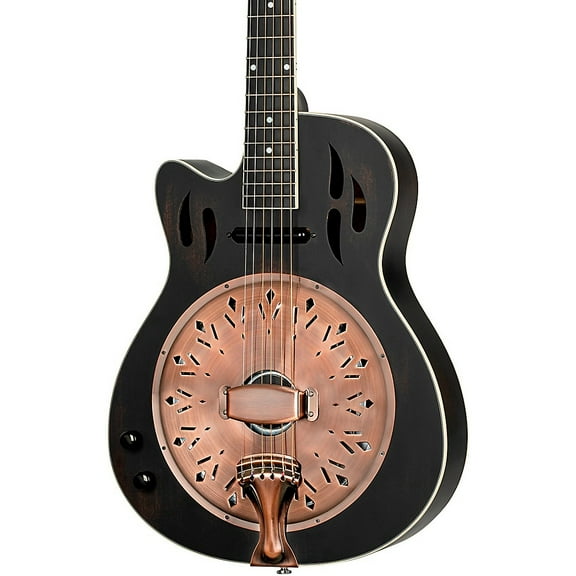 Ortega RRG40CE-DBK Left-Handed Concert Cutaway Acoustic-Electric Resonator Guitar Black
