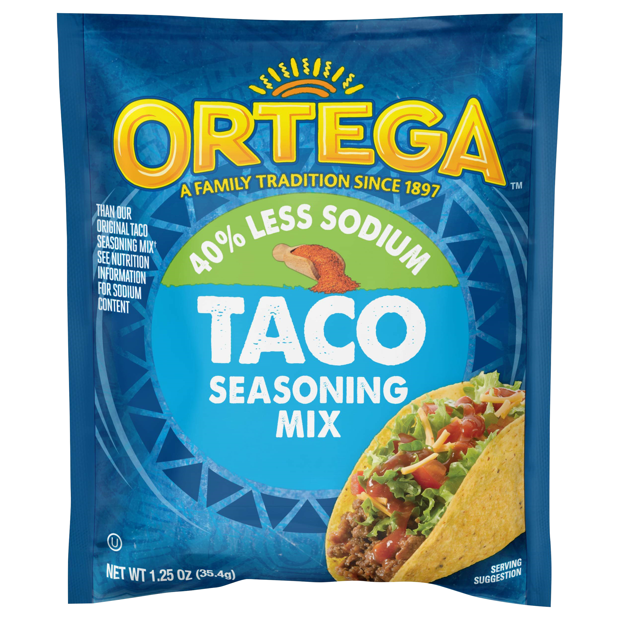 Ortega Taco 40% Less Sodium Seasoning Mix, 1.25 oz - image 1 of 11