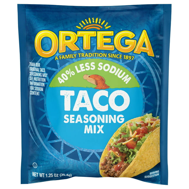 Ortega Taco 40% Less Sodium Seasoning Mix, 1.25 oz