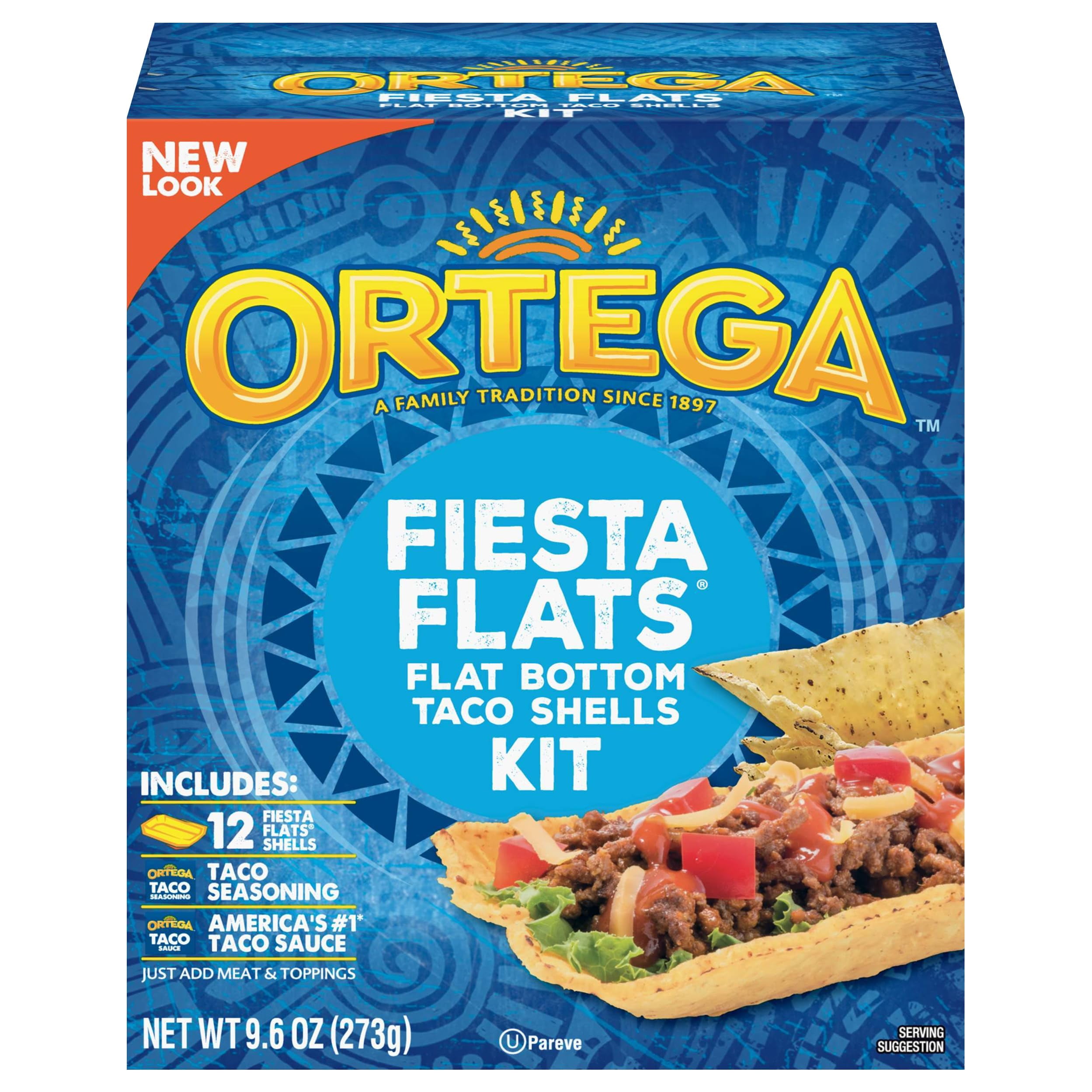 Ortega Taco Dinner Kit, Fiesta Flats Tacos, 12 Count