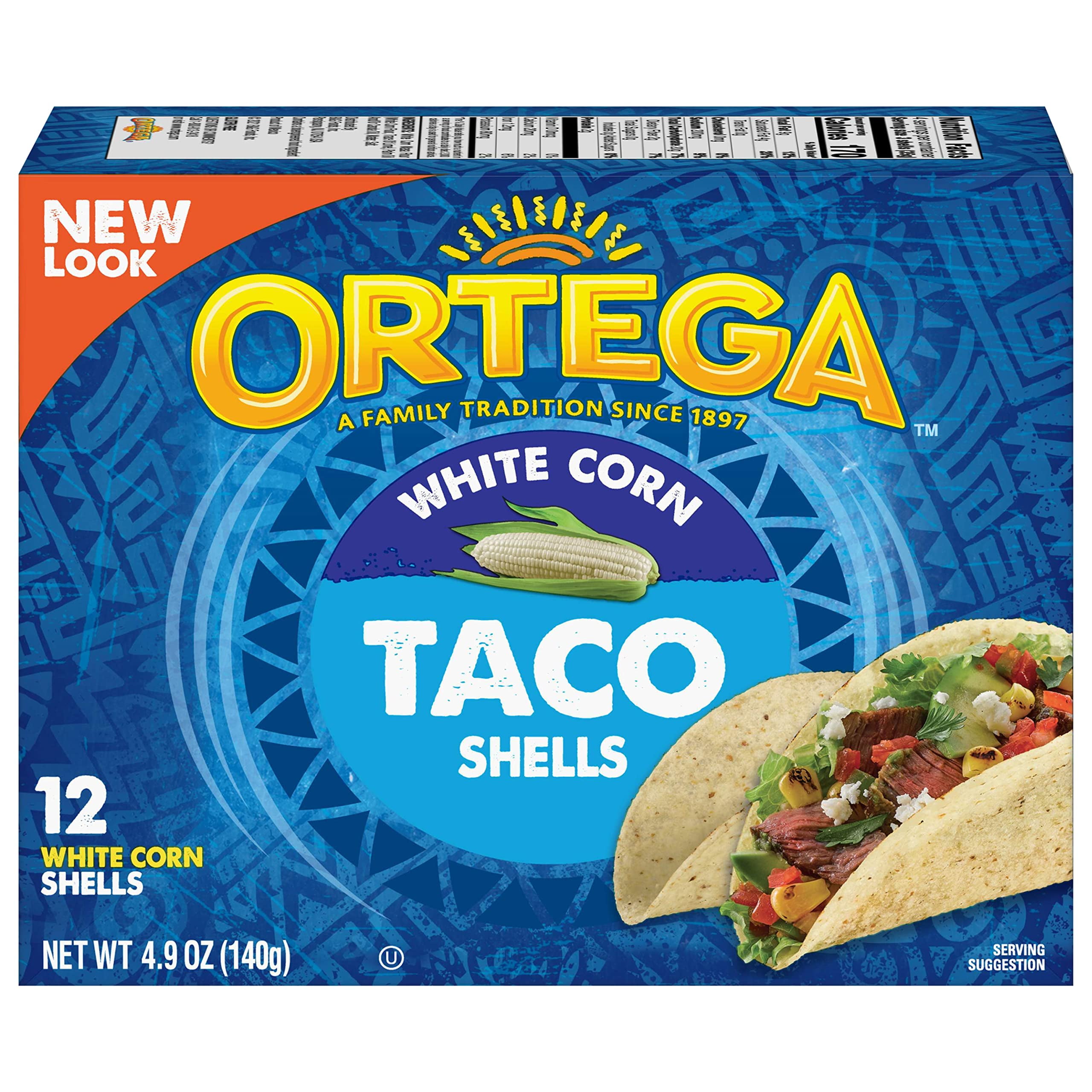Ortega Taco Shells,EGSCWhite Corn, 4.9 Ounce, 12 Shells (Pack of 6)