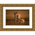 thumbnail image 1 of Ortega, Xavier 24x17 Gold Ornate Wood Framed with Double Matting Museum Art Print Titled - Mom Lioness With Cub, 1 of 4