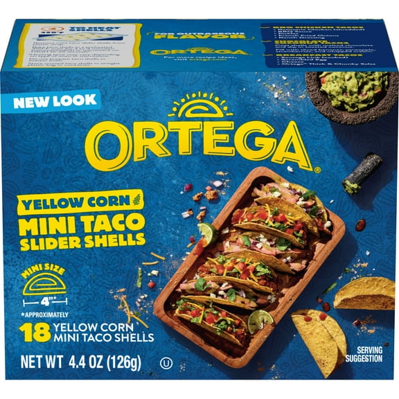 Ortega Yellow Corn Mini Taco Slider Shells Kit, Kosher, 18 Ct
