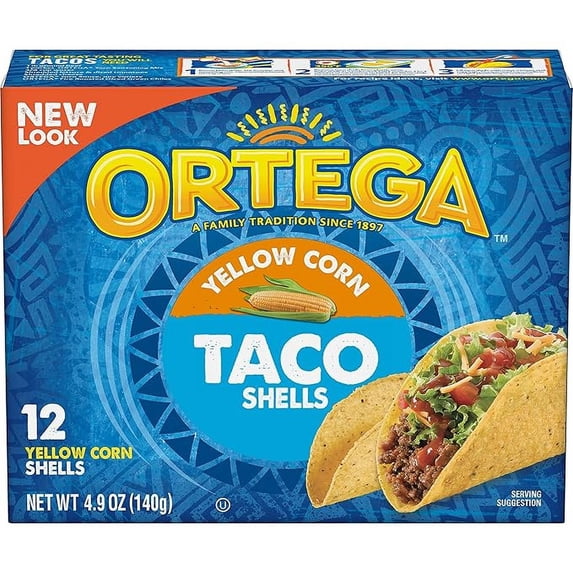 Ortega Yellow Corn Taco Shells, 4.9 Ounce, 12 Shells (Pack of 2)