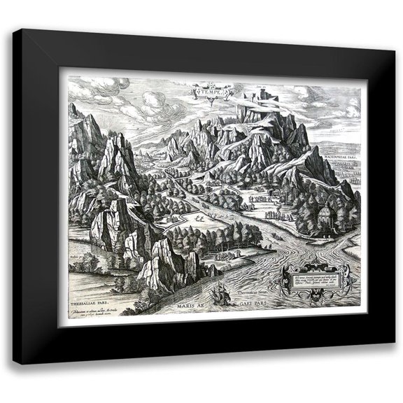 Ortelius 18x15 Black Modern Framed Museum Art Print Titled - Vale of Tempe Greece - Ortelius 1570